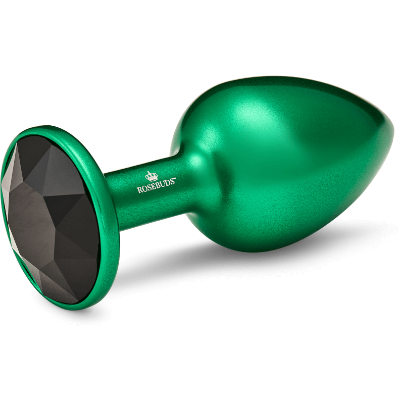 Rosebuds™ | Weighted Metal Anal Plug | Alu Green Crystal M