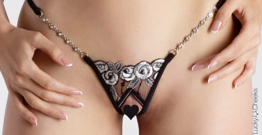 Lucky Cheeks Silver Roses Open Kruis String