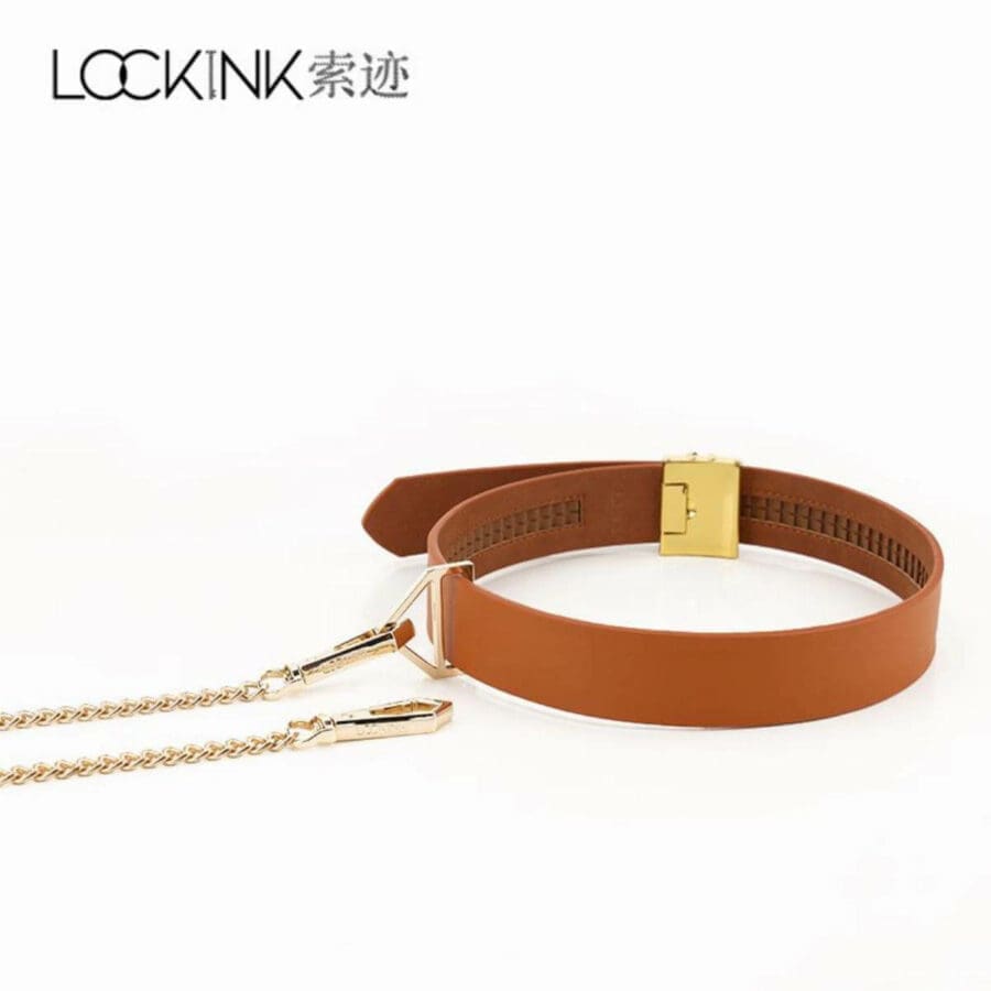 Lockink Collar Met Leash Bruin 5