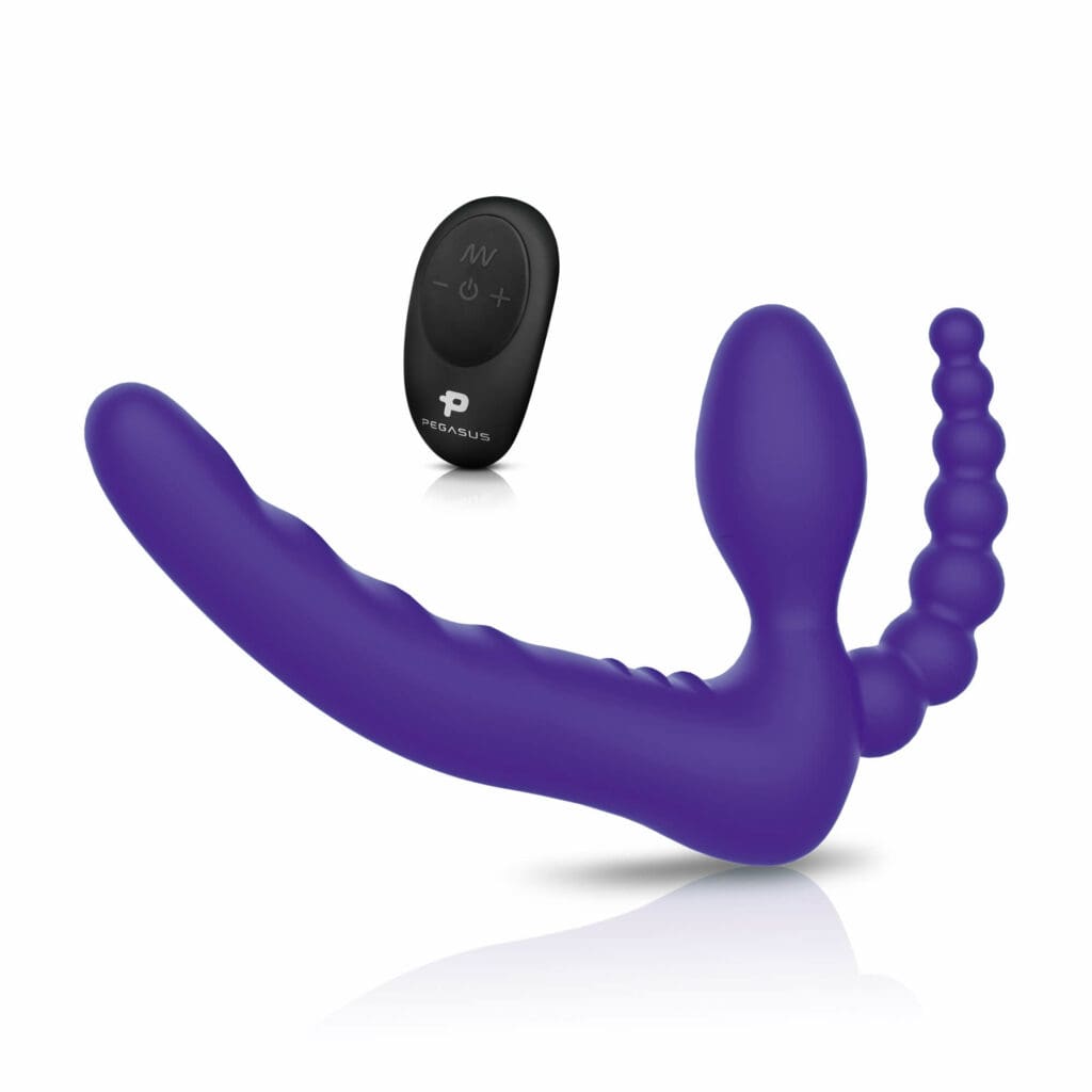 Pegasus Strapless Strap On Dubbele Penetratie Paars 4