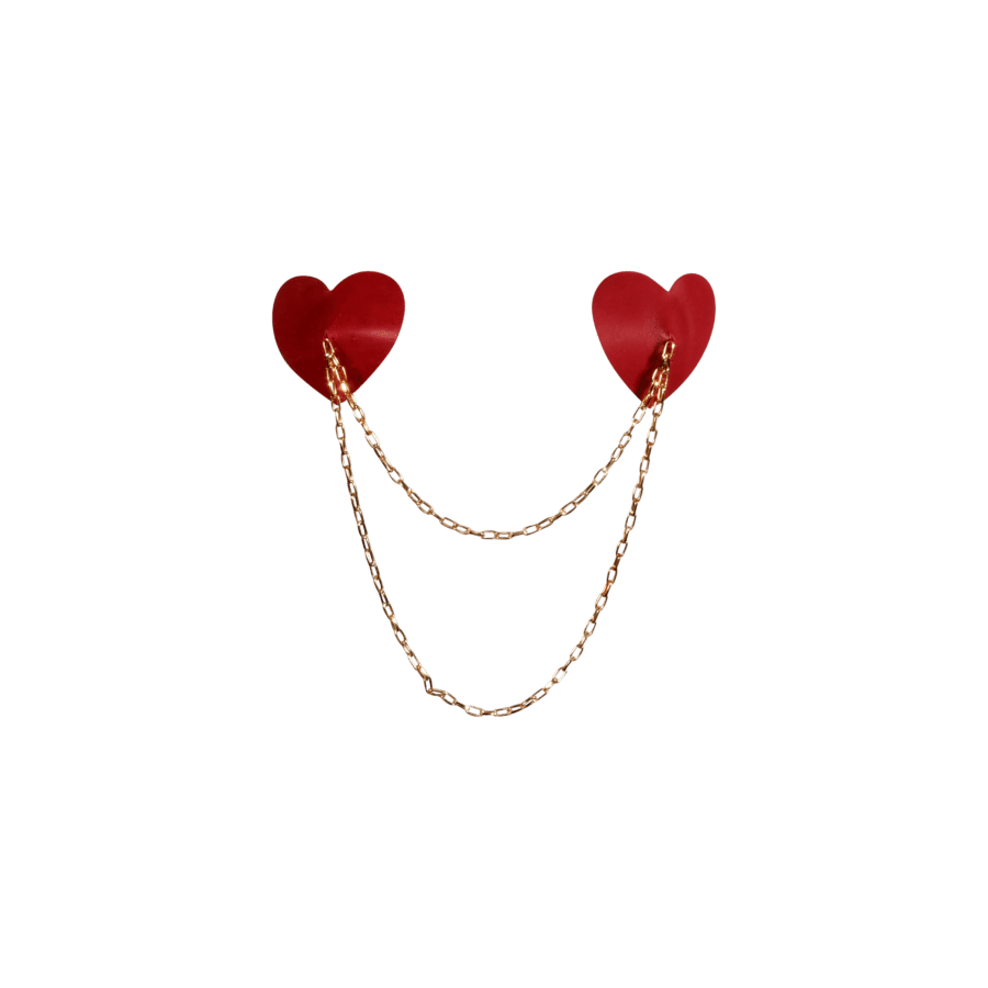 Elif Domanic Heart Shaped Pasties Met Ketting Rood