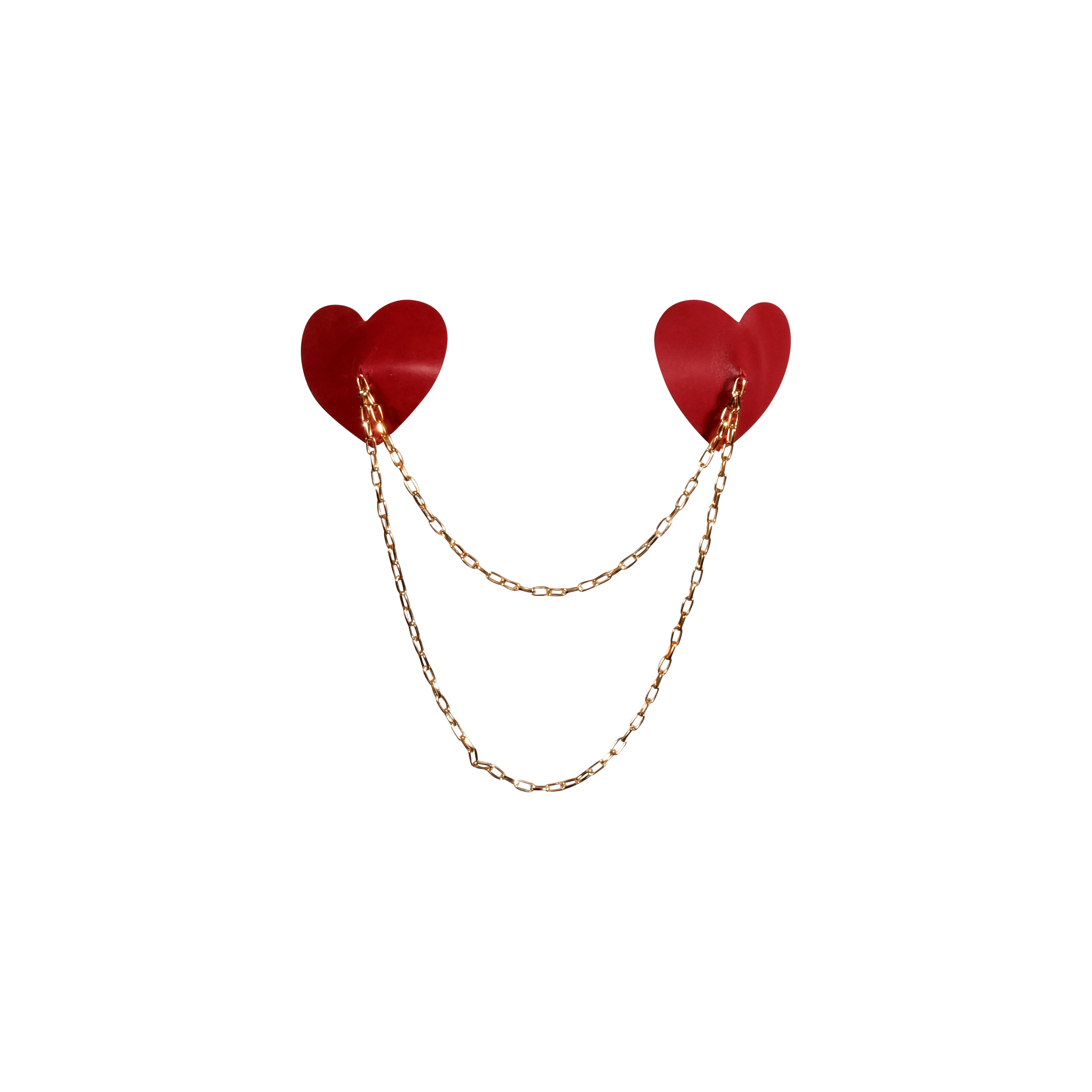 Elif Domanic Heart Shaped Pasties Met Ketting Rood