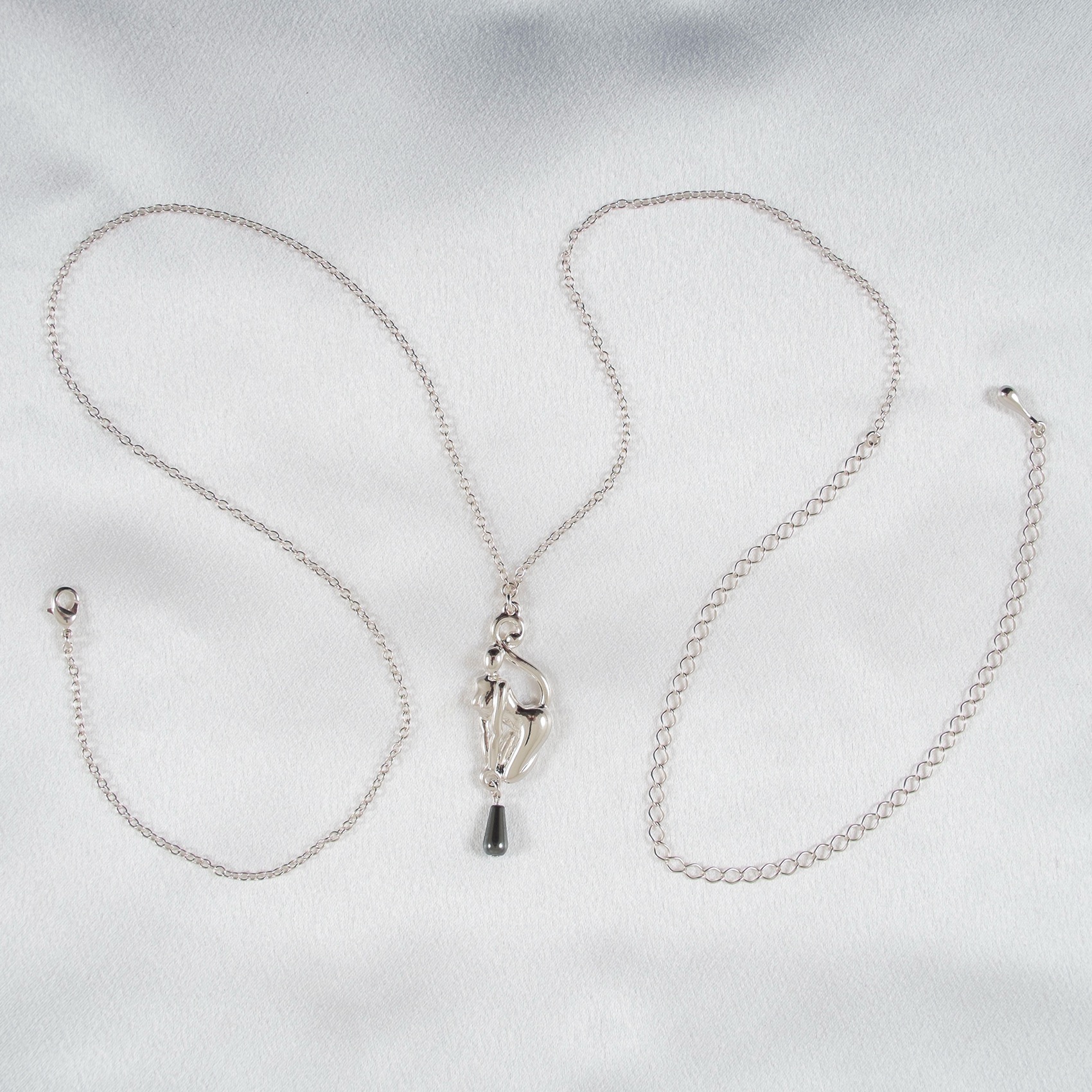 Hip Necklace Catwoman in Silver - Luxury Body Jewelry size XS