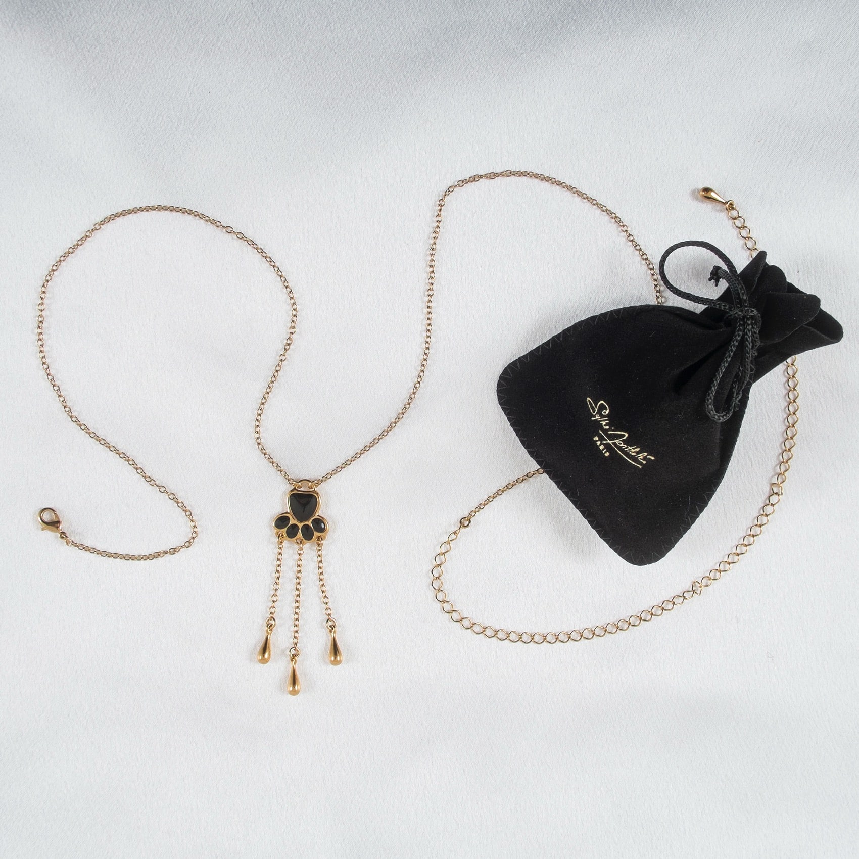 Hip Necklace Velvet Cat Paw in Gold - Luxe Body Jewelry size XS