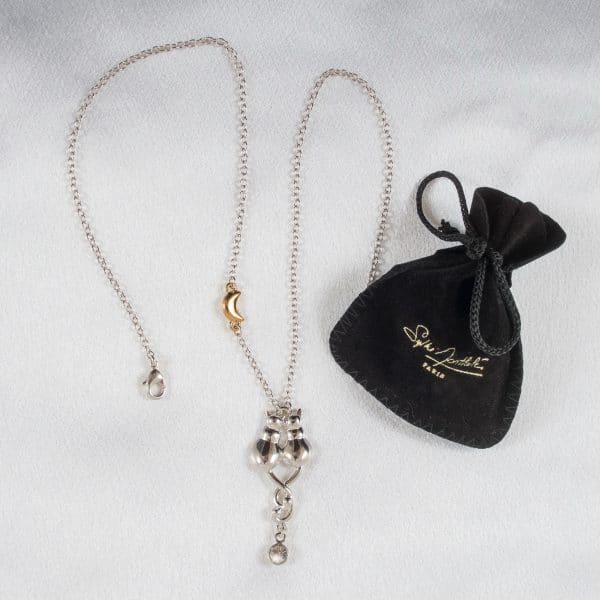 Necklace Entwined Cats in Silver - Luxe Body Jewelry