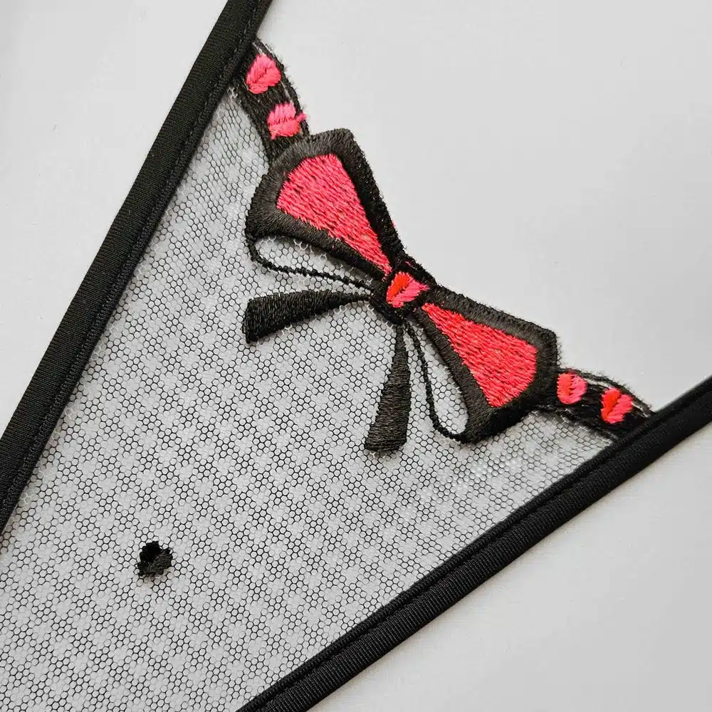 Lucky Cheeks | Black Dot - Mini G-string - Zwart/Rood - Afbeelding 3