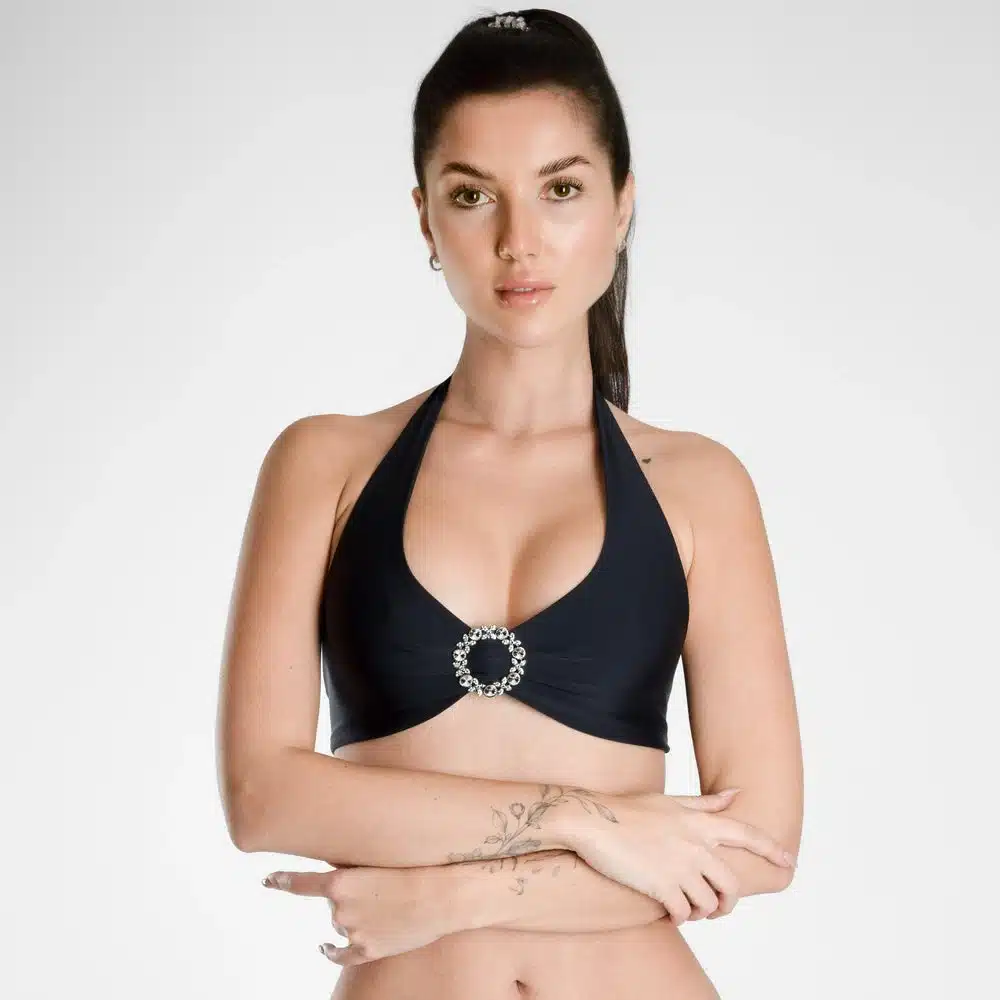 Lucky Cheeks | Shine In Black – Halternek-bikinitop – Zwart