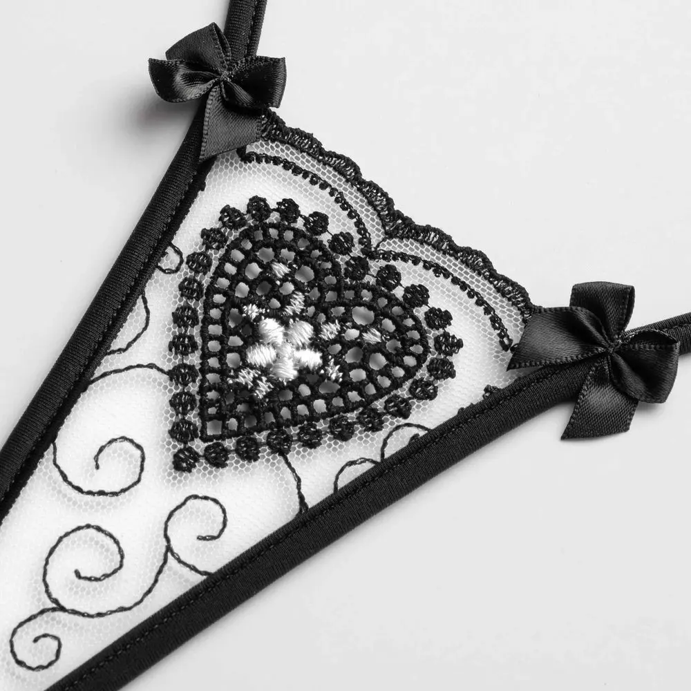 Lucky Cheeks | Sweet Edelweiss - Micro T-String - Zwart Wit - Afbeelding 3
