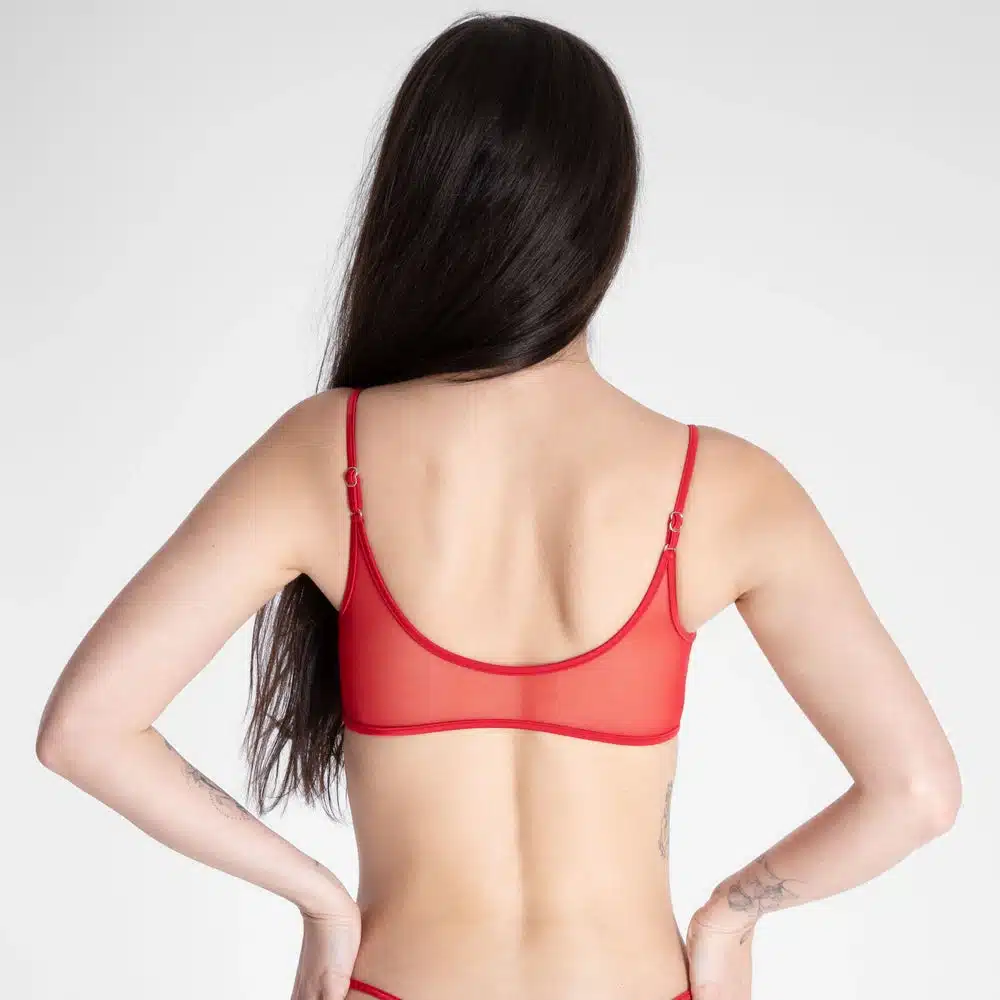 Lucky Cheeks | Transparant Rood - Mesh Bralette - Nieuw Ontwerp - Afbeelding 2