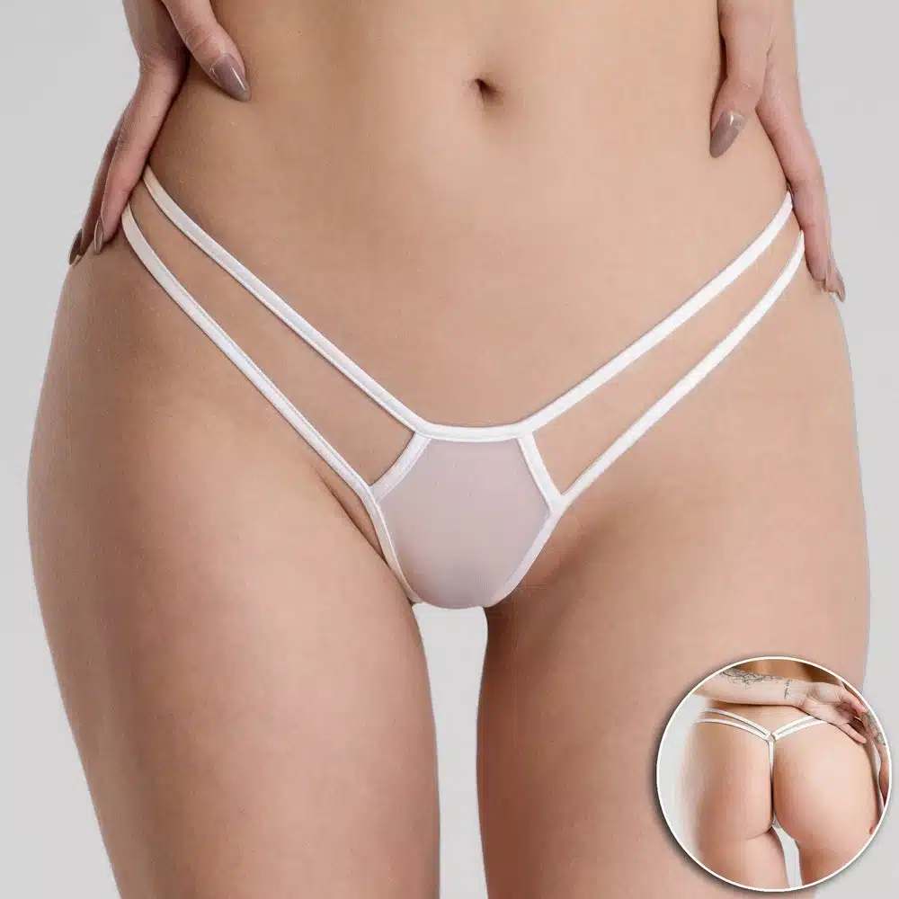 Lucky Cheeks | Venus in White - Diamond T-string - Wit