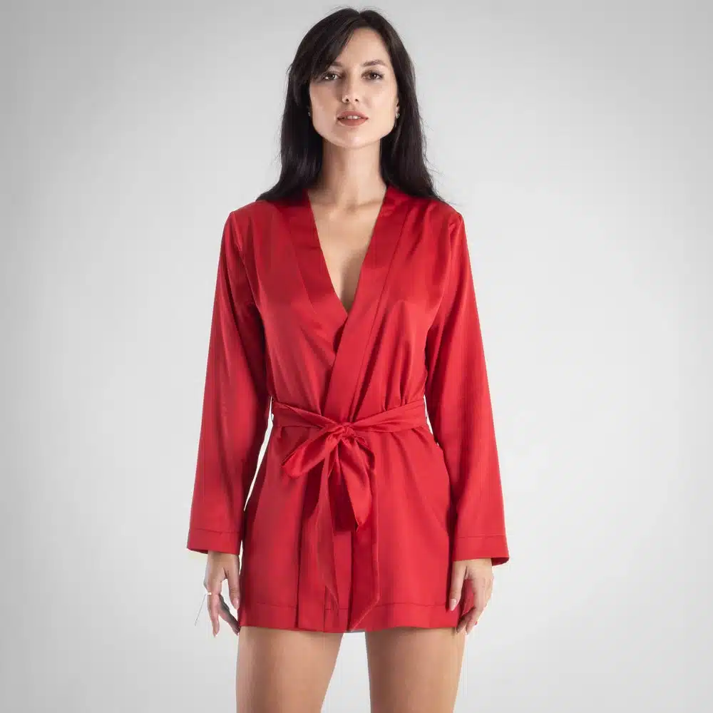 Lucky Cheeks | Red Satin Flame - sexy short kimono - Rood