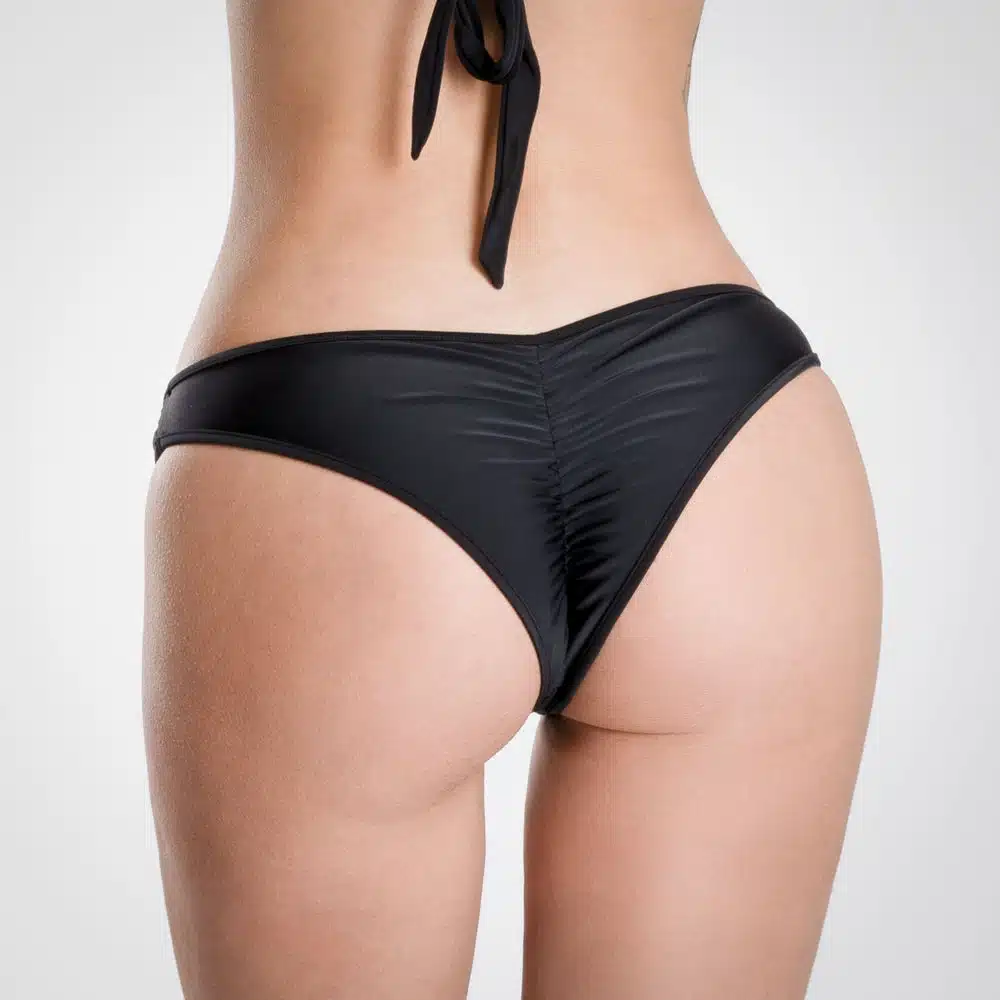 Lucky Cheeks | Shine in Black - Bikini Scrunch Braziliaanse String - Zwart - Afbeelding 2