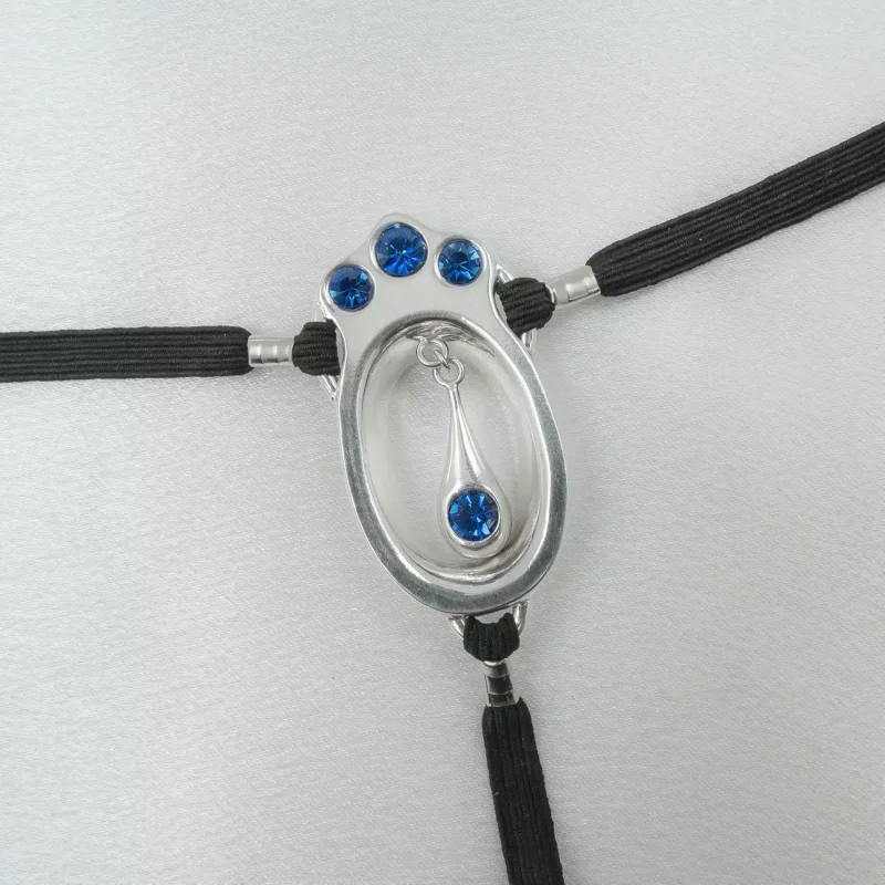 Sylvie Monthule Clit Sieraad Blue Crystal Pearl Zilver